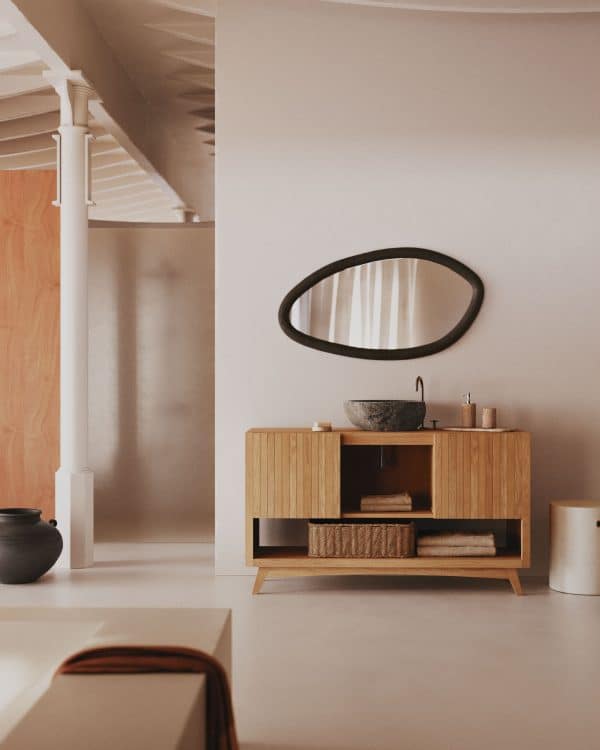 Magrit Зеркало в раме из массива мунгура с черной отделкой Ø 60 x 110 см — изображение 2