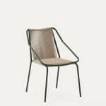 Садовое кресло Zivia из веревки цвета экрю и оцинкованной стали зеленого цвета