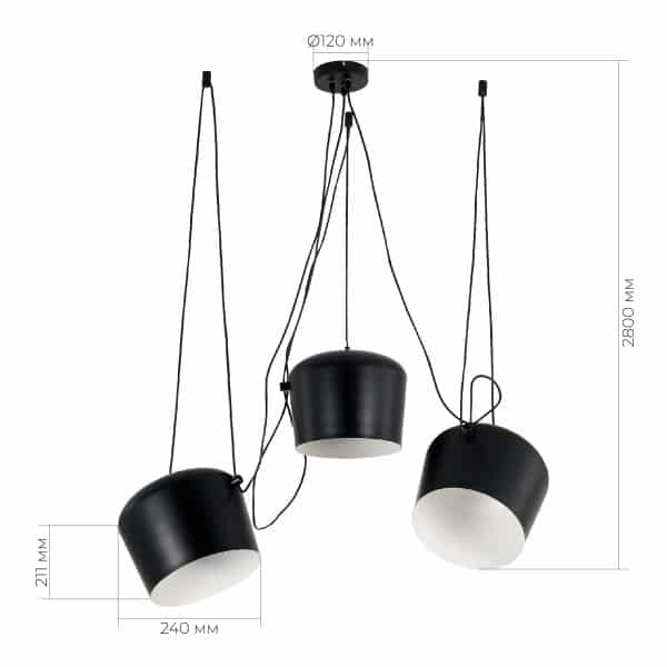 SLE120643-03.1 Светильник подвесной Черный/Черный E27 3*40W TRIESTE — изображение 5