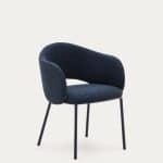 Стул Maina из плотной синей шенилловой ткани и стальными ножками с синей отделкой