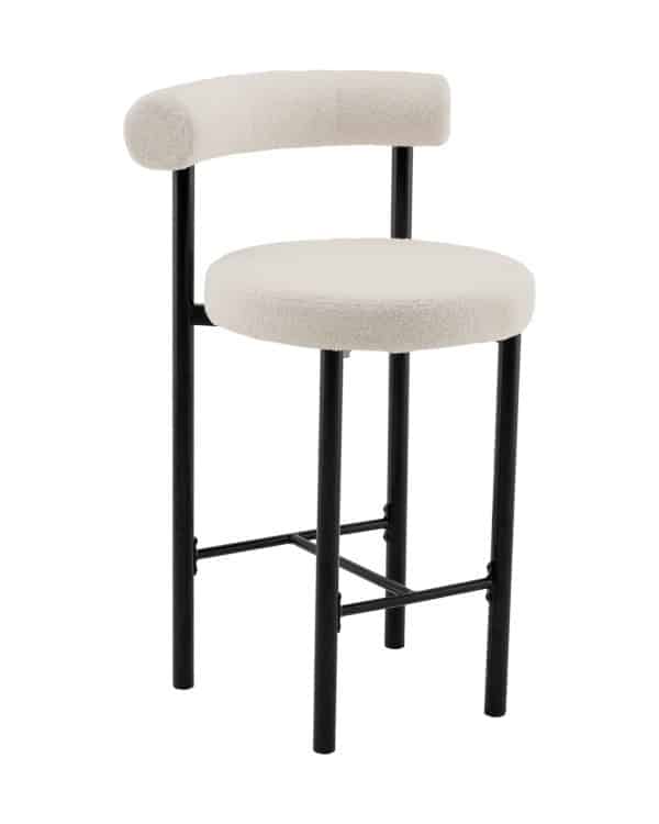 Стул полубарный Флорео букле молочный