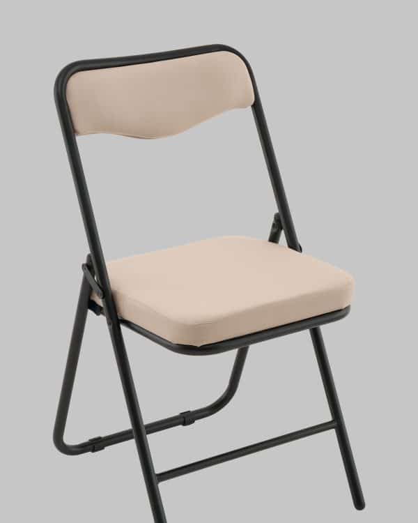 Стул складной Джонни велюр велютто бежевый каркас черный матовый — изображение 2