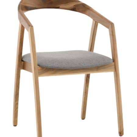 Стул Вудмилан каркас дерево цвет натуральный орех рогожка серый