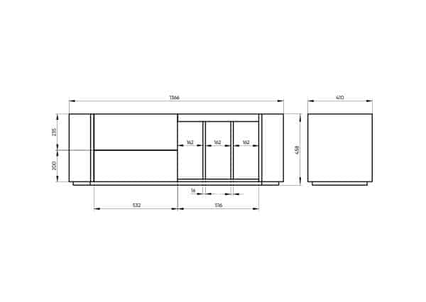 Тумба Lagom под ТВ 2 ящика 3 ниши ширина 140 см (натуральный дуб, молочный) — изображение 3