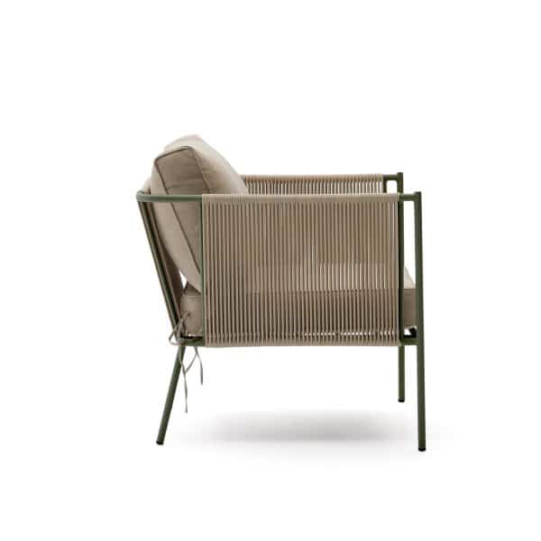 Уличное кресло Zivia из веревки цвета экрю и стали зеленого цвета — изображение 4