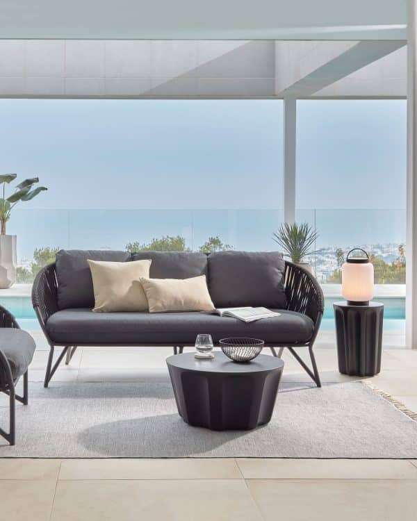 Веревочный 3-х местный диван Branzie 180 см черный — изображение 2