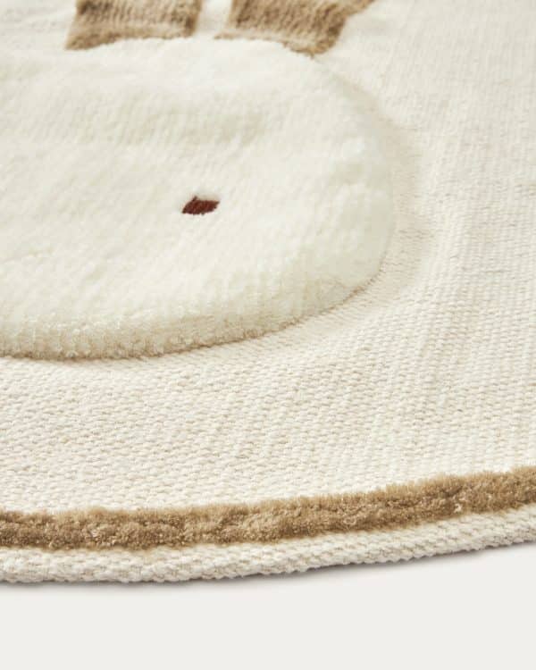 Yanil Круглый бежевый хлопковый коврик с кроликом Ø 100 см — изображение 4