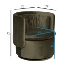ZW-KRES-061 ZEL Кресло поворотное велюр зеленый 76*72*71см — изображение 5