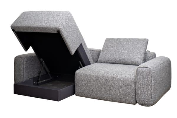 Диван трехместный Turin с канапе и мех черно/серый Santo1606 255*163,5**68см — изображение 4