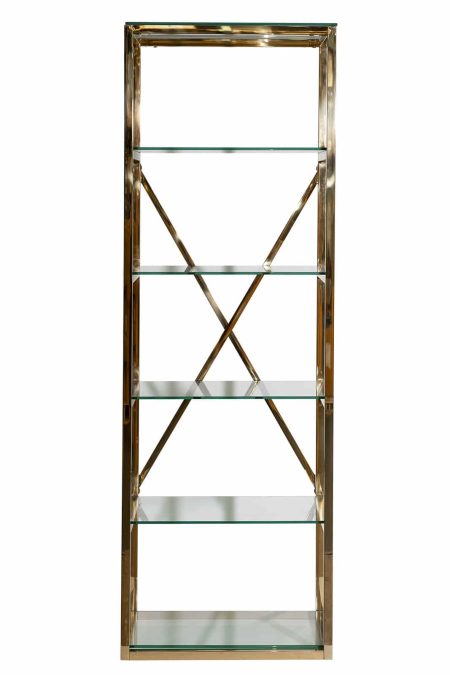 GY-01000 Стеллаж стекло прозр/золото 60*40*180см