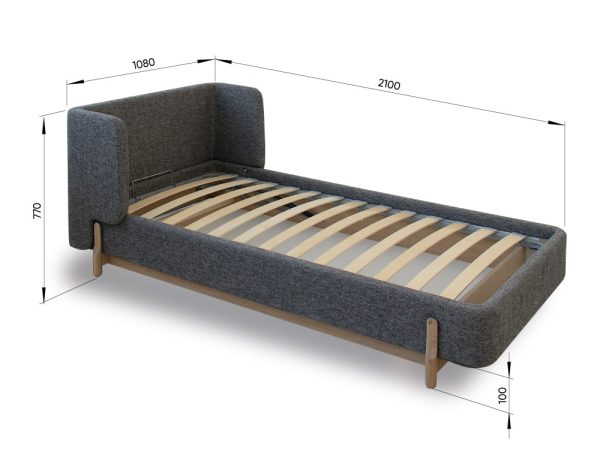 Кровать Basic спальное место 90*200 см (серый, букле) — изображение 4