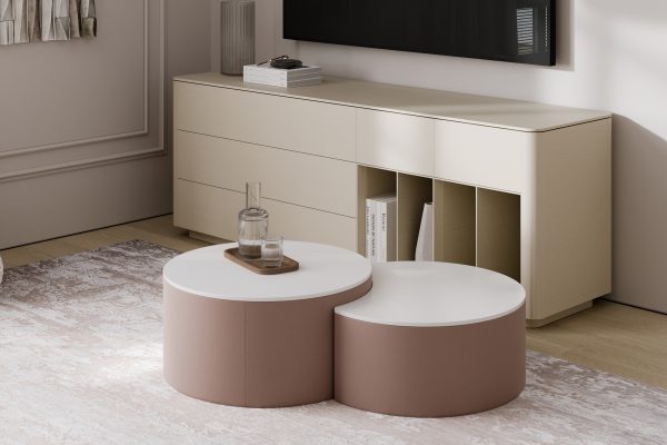 Столик Sun M, D 66 см высота 30 см (белый, бежевый) — изображение 4