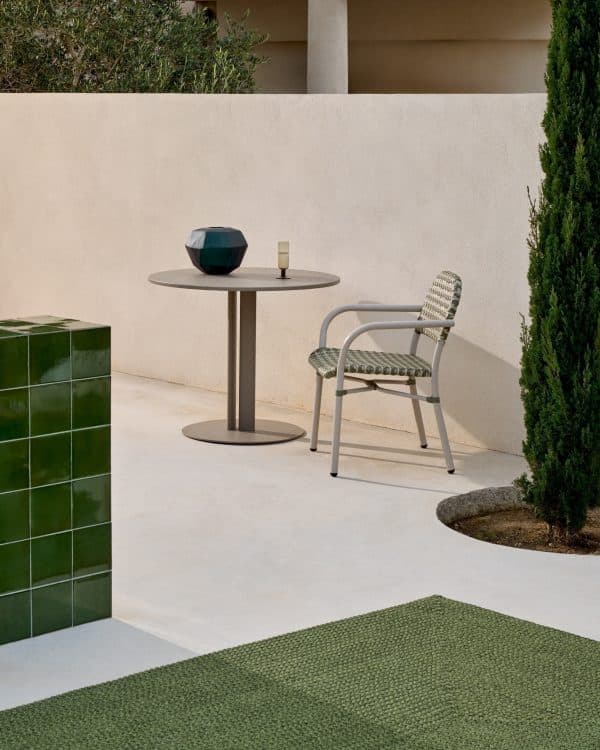 Уличный стол Sedalis из стали со столешницей из серо-коричневого алюминия Ø80 см — изображение 2