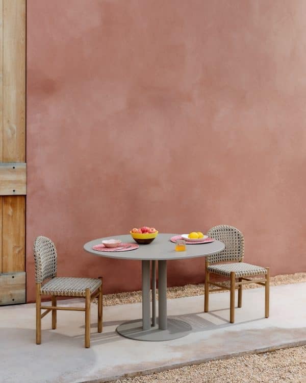 Уличный стол Sedalis из стали со столешницей из серо-коричневого алюминия Ø80 см — изображение 4