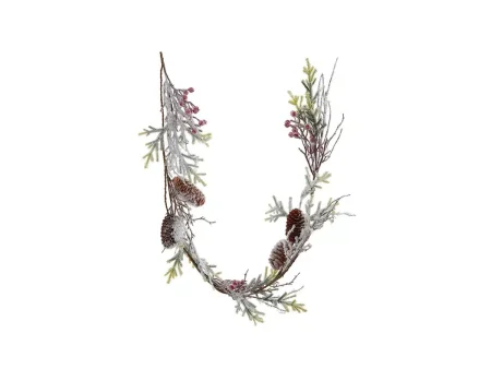 Гирлянда декоративная Ветка с шишками и рябиной