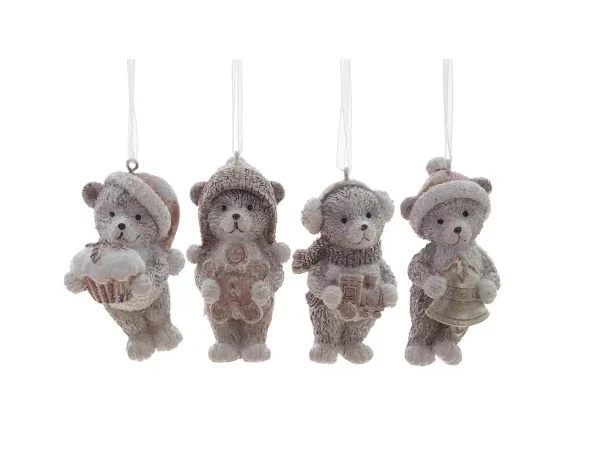 Изделие декоративное подвесное Медвежонок с кексом 7 см серый — изображение 2