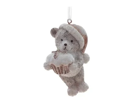 Изделие декоративное подвесное Медвежонок с кексом 7 см