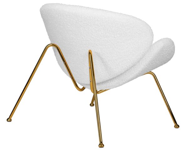 Кресло дизайнерское DOBRIN EMILY, белый (букле) ткань, золотое основание — изображение 4