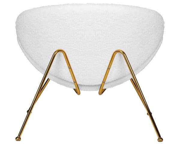 Кресло дизайнерское DOBRIN EMILY, белый (букле) ткань, золотое основание — изображение 5