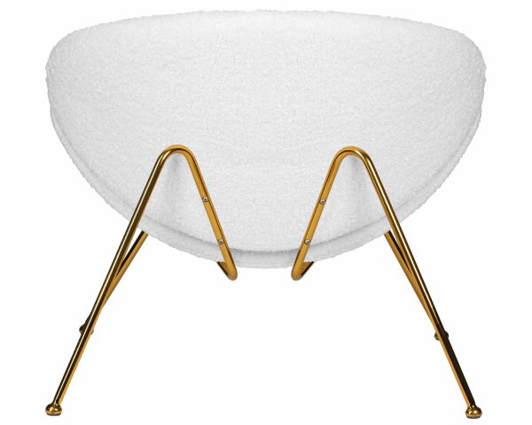 Кресло дизайнерское DOBRIN EMILY, белый (букле) ткань, золотое основание — изображение 5