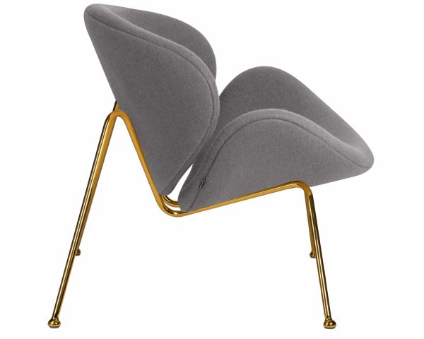 Набор 2 шт Кресло дизайнерское DOBRIN EMILY, серая ткань AF7, золотое основание — изображение 4