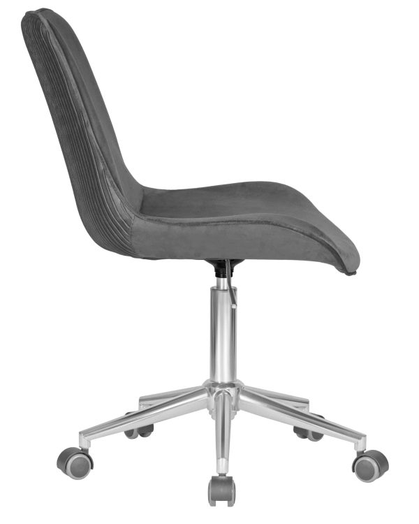 Набор 2 шт Кресло офисное DOBRIN DORA, серый велюр (1922-19), хромированная сталь — изображение 4