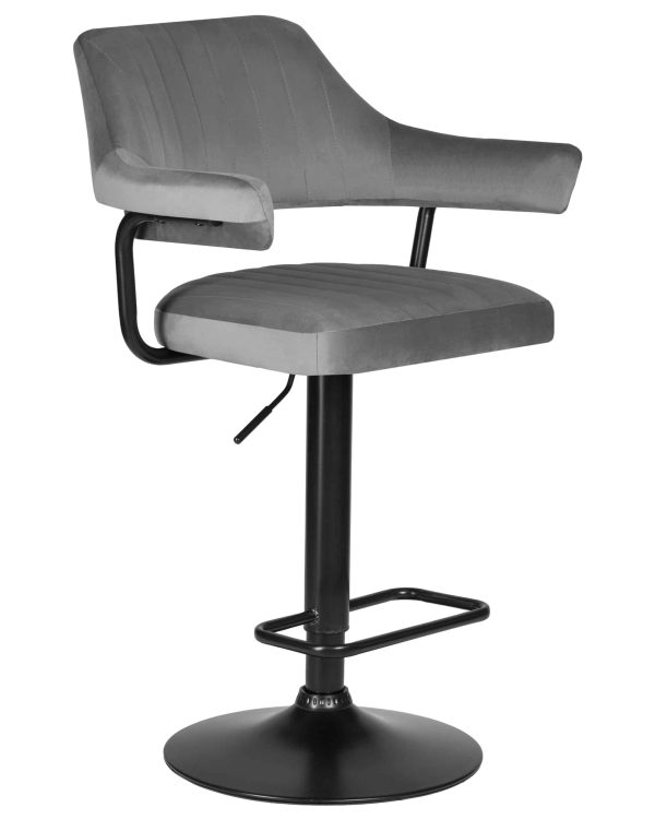 Набор 2 шт Стул барный DOBRIN CHARLY BLACK, серый велюр (MJ9-75) — изображение 3