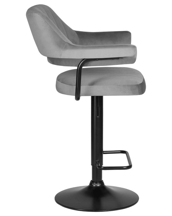 Набор 2 шт Стул барный DOBRIN CHARLY BLACK, серый велюр (MJ9-75) — изображение 4