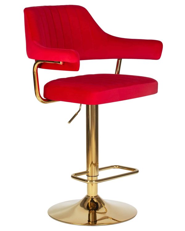 Набор 2 шт Стул барный DOBRIN CHARLY GOLD, красный велюр (MJ9-45) — изображение 3