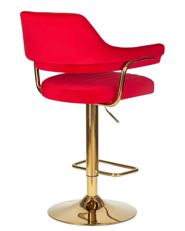 Набор 2 шт Стул барный DOBRIN CHARLY GOLD, красный велюр (MJ9-45) — изображение 5