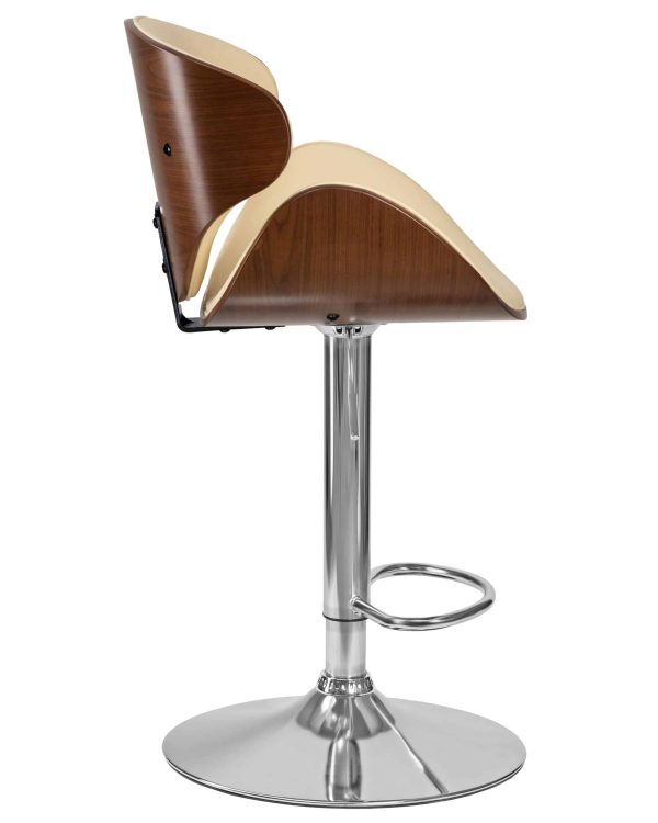 Набор 2 шт Стул барный DOBRIN KARTER, коричневое дерево, кремовый — изображение 4