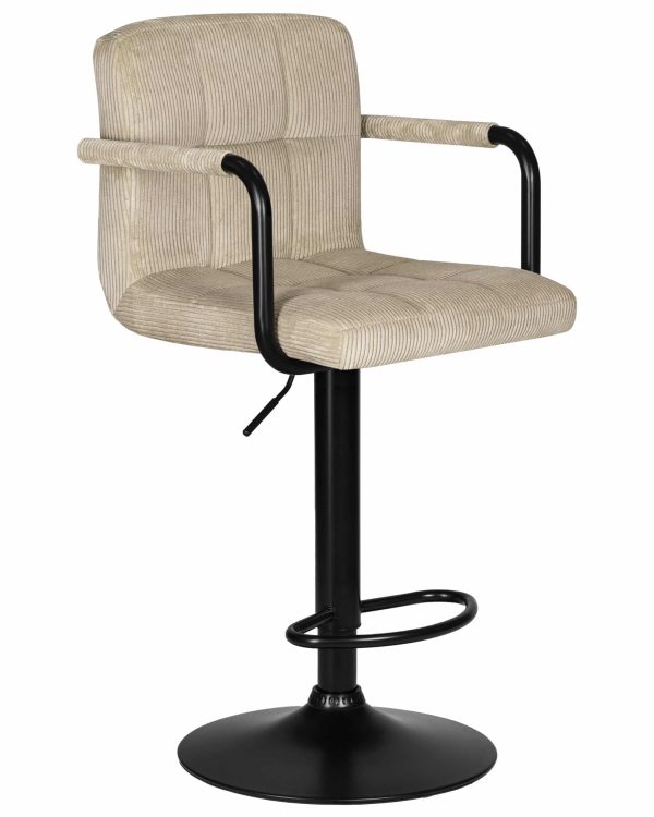 Набор 2 шт Стул барный DOBRIN KRUGER ARM BLACK, бежевый вельвет (LAR-E2041-04) — изображение 3
