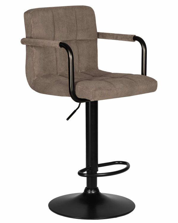 Набор 2 шт Стул барный DOBRIN KRUGER ARM BLACK, какао вельвет (LAR-E2041-05) — изображение 3