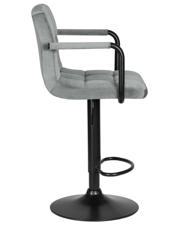 Набор 2 шт Стул барный DOBRIN KRUGER ARM BLACK, серый велюр (MJ9-75) — изображение 4