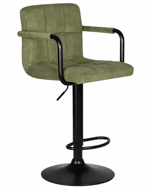Набор 2 шт Стул барный DOBRIN KRUGER ARM BLACK, зеленый вельвет (LAR-E2041-7) — изображение 3