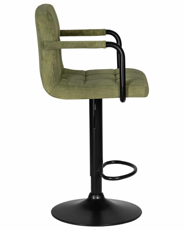 Набор 2 шт Стул барный DOBRIN KRUGER ARM BLACK, зеленый вельвет (LAR-E2041-7) — изображение 4