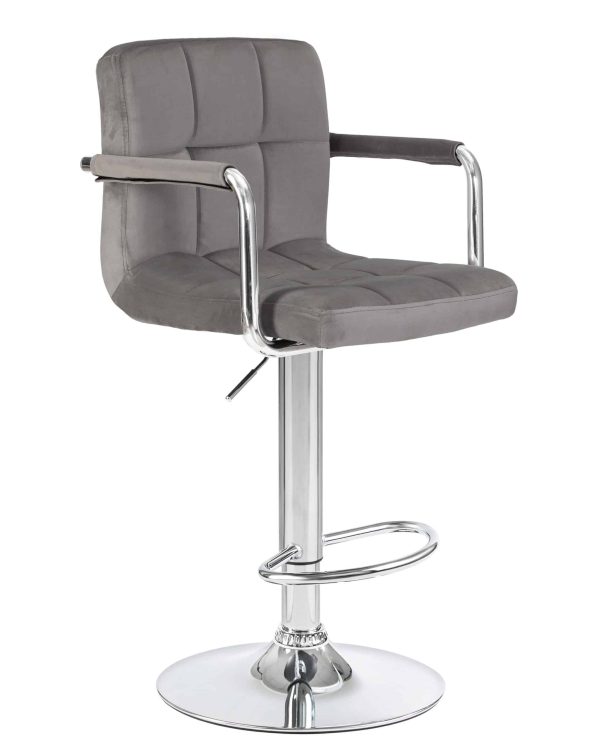 Набор 2 шт Стул барный DOBRIN KRUGER ARM, серый велюр (MJ9-75) — изображение 3