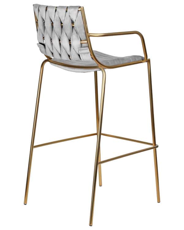 Набор 2 шт Стул барный DOBRIN MILLER GOLD, cветло-серый велюр (135-37) — изображение 5