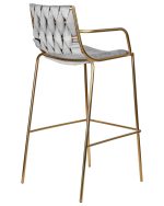 Набор 2 шт Стул барный DOBRIN MILLER GOLD, cветло-серый велюр (135-37) — изображение 5