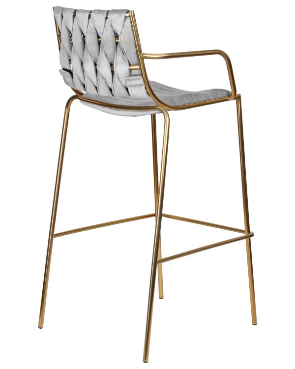 Набор 2 шт Стул барный DOBRIN MILLER GOLD, cветло-серый велюр (135-37) — изображение 5