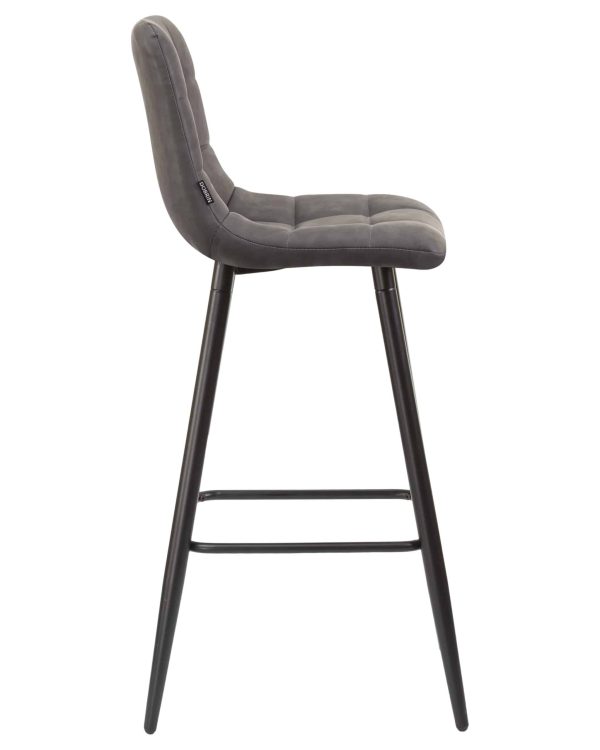 Набор 2 шт Стул барный DOBRIN NICOLE, черные матовые ножки, серая антрацитовая винтажная экокожа (RU-08) — изображение 4
