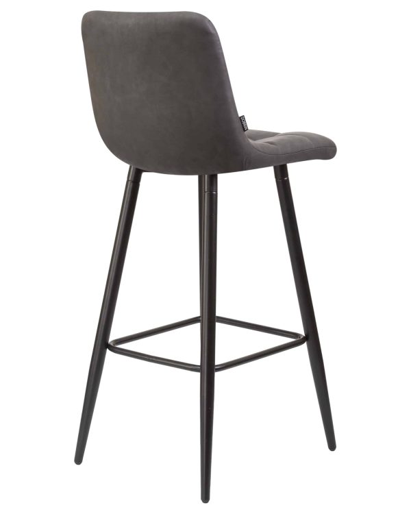 Набор 2 шт Стул барный DOBRIN NICOLE, черные матовые ножки, серая антрацитовая винтажная экокожа (RU-08) — изображение 5