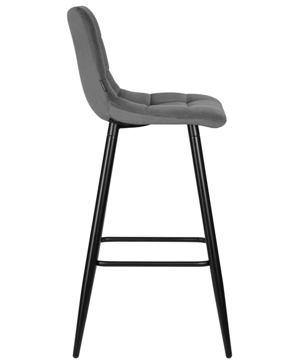 Набор 2 шт Стул барный DOBRIN NICOLE, черные матовые ножки, темно-серый велюр (108-91) — изображение 4