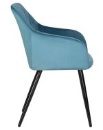 Набор 2 шт Стул обеденный DOBRIN ROBERT, черные матовые ножки, велюр V108-108 Морская волна — изображение 4