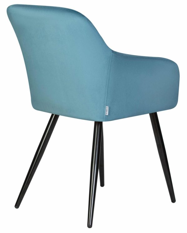 Набор 2 шт Стул обеденный DOBRIN ROBERT, черные матовые ножки, велюр V108-108 Морская волна — изображение 5