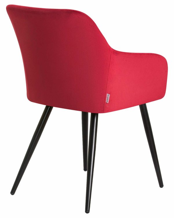 Набор 2 шт Стул обеденный DOBRIN ROBERT, черные матовые ножки, велюр V108-37 Бордовый — изображение 5