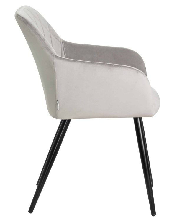 Набор 2 шт Стул обеденный DOBRIN ROBERT, черные матовые ножки, велюр V108-81 Серый — изображение 4