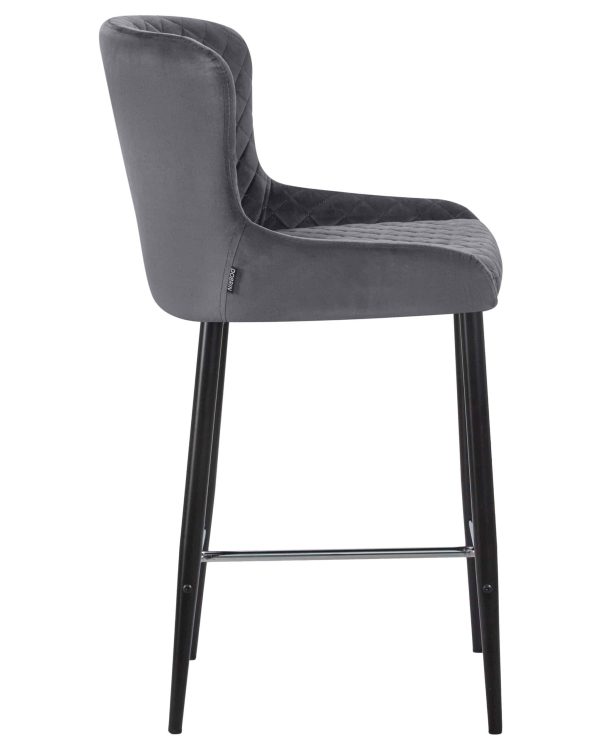 Набор 2 шт Стул полубарный DOBRIN CHRISTIAN'65, черные ножки, темно-серый велюр (V108-91) — изображение 4