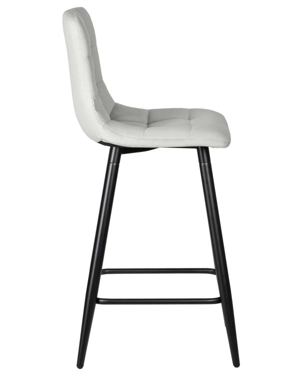 Набор 2 шт Стул полубарный DOBRIN OLIVIA, черные матовые ножки, светло-серый велюр (108-52) — изображение 4