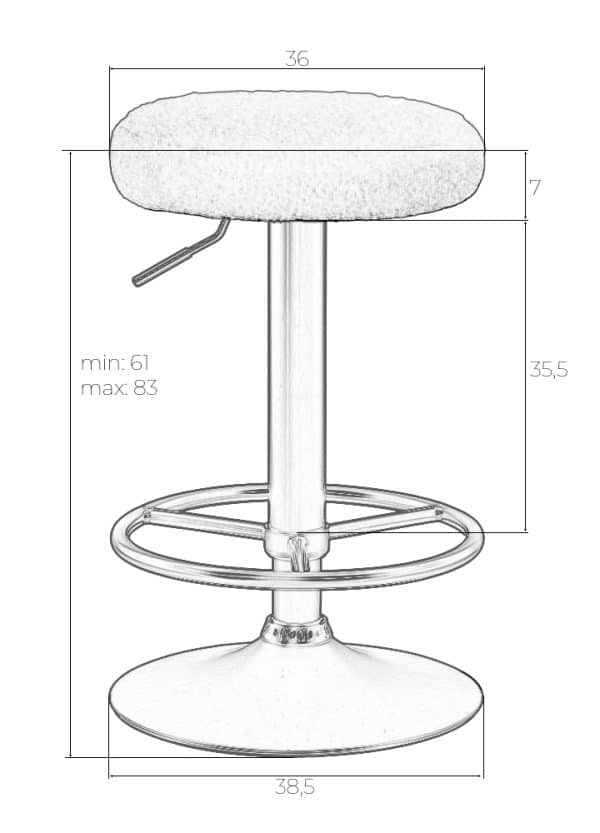 Набор 2 шт Табурет барный DOBRIN TEDDY BLACK, белый букле (13) — изображение 5